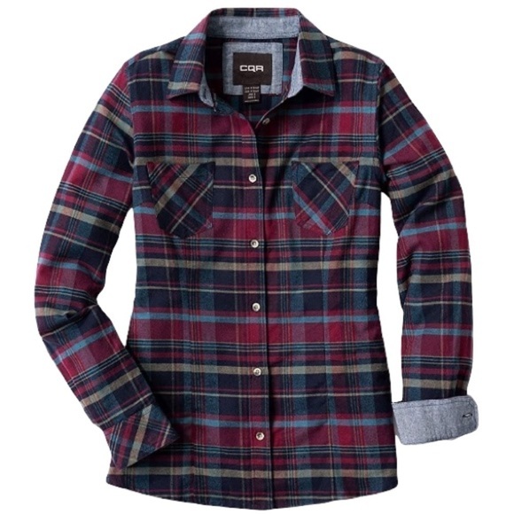 CQR New With Tags WOMEN'S 100% BRUSHED SOFT COTTON PLAID FLANNEL SHIRT - Picture 1 of 14